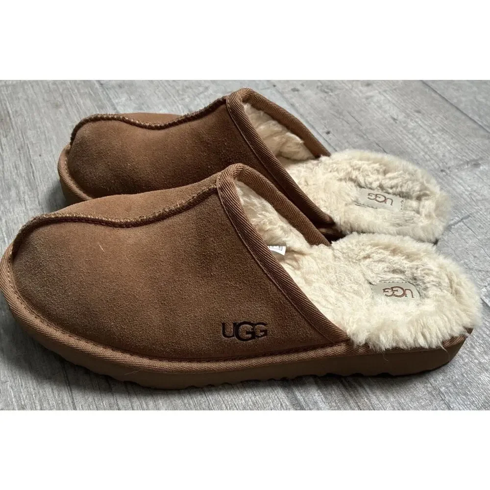 UGG Chestnut Shearling Lined Slides Slippers Kids 6 Women’s 8 Cozy Comfort